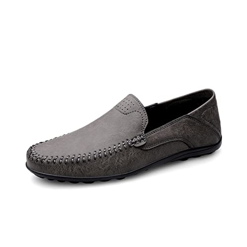 Herren Klassische Mokassins Lederschuhe Loafers Schuhe zum Autofahren modische Schlupfschuhe Slipper Leder Flach Atmungsaktiv Freizeitschuhe Grau 41 von Aro Lora