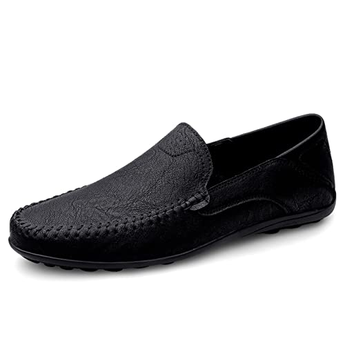 Herren Klassische Mokassins Lederschuhe Loafers Schuhe zum Autofahren modische Schlupfschuhe Slipper Leder Flach Atmungsaktiv Freizeitschuhe Kohlenschwarz 40 von Aro Lora