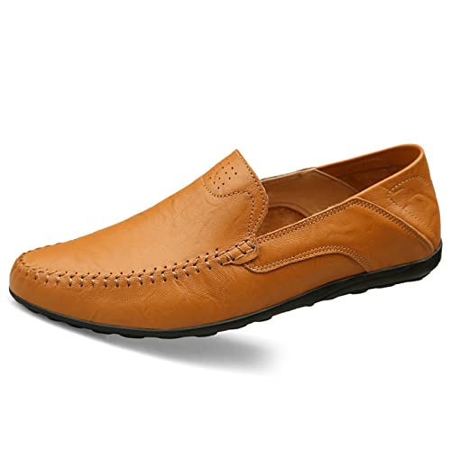 Herren Mokassins Classic Leder für Loafers Schuhe Penny Komfort Mokassin Fahren Flache Schuhe, Hellbraun, 41 EU von Aro Lora