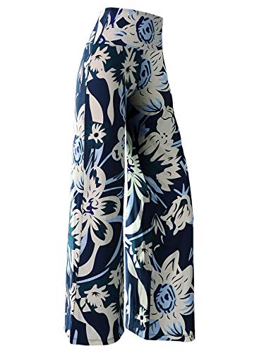 Arolina Damen Palazzo-Loungehose mit weitem Bein, lässig, bequem, hohe Taille, Smile Flower, M von Arolina