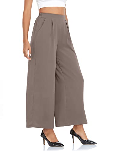 Arolina Hose mit hoher Taille und weitem Bein für Damen, lässig, fließend, lang, lockere Passform, Palazzo-Lounge-Hose mit Taschen, A: Graubraun, 3X-Groß Arolina Hose mit hoher Taille und weitem Bein für Damen, lässig, fließend, lang, lockere Passform, Palazzo-Lounge-Hose mit Taschen, A: Graubraun, 3X-Groß von Arolina