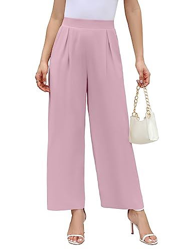 Arolina Hose mit hoher Taille und weitem Bein für Damen, lässig, fließend, lang, lockere Passform, Palazzo-Lounge-Hose mit Taschen, C: Rosa, M Arolina Hose mit hoher Taille und weitem Bein für Damen, lässig, fließend, lang, lockere Passform, Palazzo-Lounge-Hose mit Taschen, C: Rosa, M von Arolina