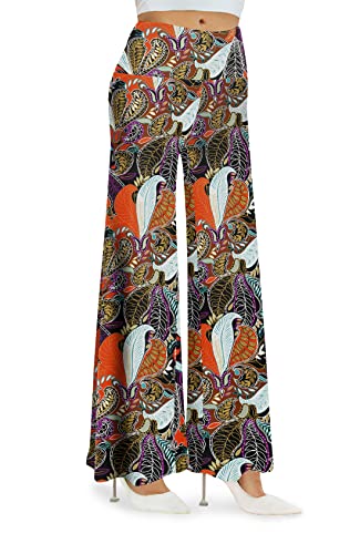 Arolina Palazzo Lounge-Hose für Damen, dehnbar, weites Bein, lässig, bequem, hohe Taille, Palazzo-Hose, Calla Blume, M von Arolina
