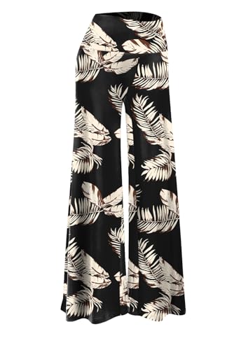 Arolina Palazzohose für Damen, dehnbar, weites Bein, leger, bequem, hohe Taille, Palazzo-Hose, Z-beige braune Blätter, S Arolina Palazzohose für Damen, dehnbar, weites Bein, leger, bequem, hohe Taille, Palazzo-Hose, Z-beige braune Blätter, S von Arolina