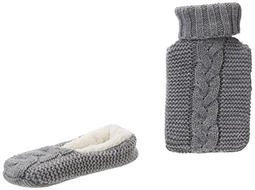 Aroma Home Shoes Damen Hot Water Bottle & Slipper Pantoffeln, grau, Medium von Aroma Home Shoes