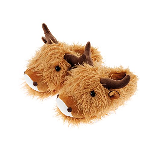 Aroma Home Shoes Unisex Highland Cow Hausschuhe mit offenem Rücken, braun, Medium von Aroma Home Shoes