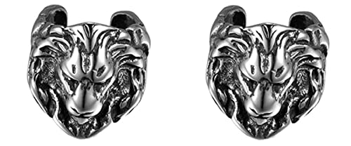 Aroncent 1 Paar Non-Piercing Ohrclips Ohrringe Set Edelstahl Guss Ohrklemme Ohr Klammern Ear Cuff Fake Piercing Ohne Loch für Damen Herren, Löwenkopf Aroncent 1 Paar Non-Piercing Ohrclips Ohrringe Set Edelstahl Guss Ohrklemme Ohr Klammern Ear Cuff Fake Piercing Ohne Loch für Damen Herren, Löwenkopf von Aroncent
