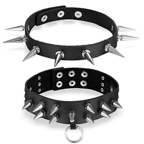Aroncent 2 Pcs Leder Punk Choker Charme Persönlichkeit übertrieben Goth schütteln Niet Leder Frauen Halskette, Schwarz Aroncent 2 Pcs Leder Punk Choker Charme Persönlichkeit übertrieben Goth schütteln Niet Leder Frauen Halskette, Schwarz von Aroncent
