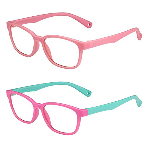 Aroncent 2PCS Kinder Brille Anti Blaulicht Blaulichtfilter Gläser Blaulichtbrille Brillengestell für Jungen Mädchen von Aroncent