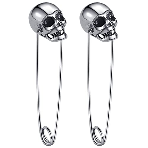 Aroncent 3 Paar Totenkopf Ohrringe Edelstahl Ohrstecker Vintage Ohrhänger Punk Pin Piercing Ohr Schädel Ohrringe Gotik für Damen und Herren von Aroncent