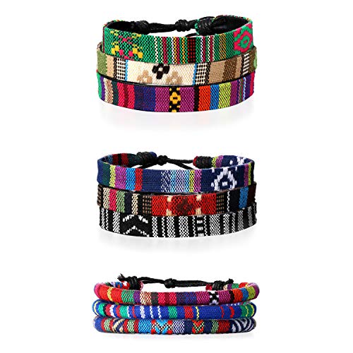 Aroncent 3PCS Breite Unisex Armreif Bunte Handgefertigtes Seil Geflochtenes Armband Set Baumwolle Armband von Aroncent