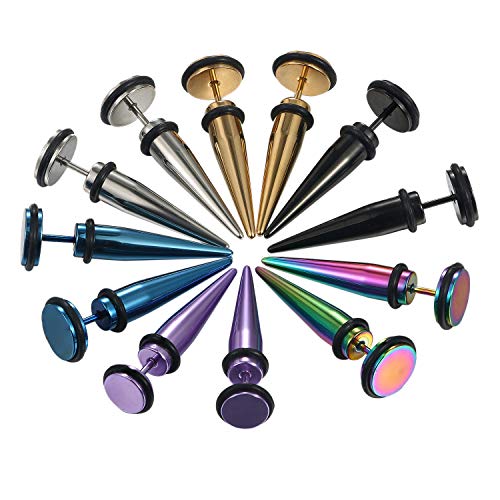 Aroncent Ohrstecker Fake Plug Tunnel: 6 Paare Dehnstab Edelstahl Taper mit Gummi O-Ringe Fakeplugs Ohr Tunnel Piercing Ohrstecker Ohrringe Expander 9mm Aroncent Ohrstecker Fake Plug Tunnel: 6 Paare Dehnstab Edelstahl Taper mit Gummi O-Ringe Fakeplugs Ohr Tunnel Piercing Ohrstecker Ohrringe Expander 9mm von Aroncent