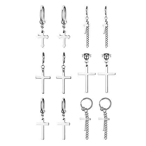 Aroncent Kreuz Ohrringe Ohrstecker Set: 6 Paare Herren Damen Ohrstecker Ohrschmuck mit Kreuz Anhänger Edelstahl Gestüt Stecker Unisex Ohrhänger Kruzifix Kreuz Ohrhänger Kette Gotik Punk Rock Silber Aroncent Kreuz Ohrringe Ohrstecker Set: 6 Paare Herren Damen Ohrstecker Ohrschmuck mit Kreuz Anhänger Edelstahl Gestüt Stecker Unisex Ohrhänger Kruzifix Kreuz Ohrhänger Kette Gotik Punk Rock Silber von Aroncent