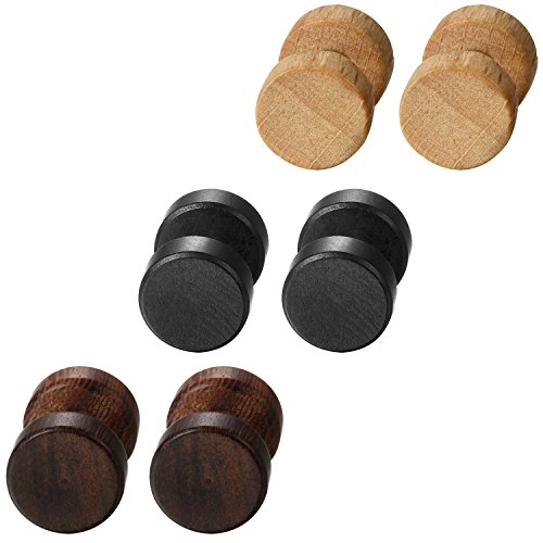 Aroncent Holz Tunnel Ohrringe Set: 3 Paare Holz 10mm Ohrstecker Edelstahl Ohrringe Tunnel Ohrstecker Holz Piercing Ohr Vintage Ohrringe Hanteln für Damen und Herren von Aroncent