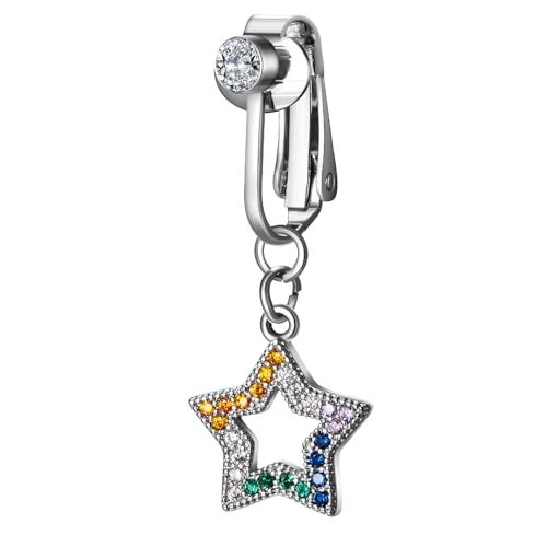 Aroncent Bauchnabelpiercing Chirurgenstahl Piercing Silber: Damen Regenbogen Fünfzackiger Stern Fake Bauchnabel Banane Barbell Bauchpiercing Schmuck Aroncent Bauchnabelpiercing Chirurgenstahl Piercing Silber: Damen Regenbogen Fünfzackiger Stern Fake Bauchnabel Banane Barbell Bauchpiercing Schmuck von Aroncent