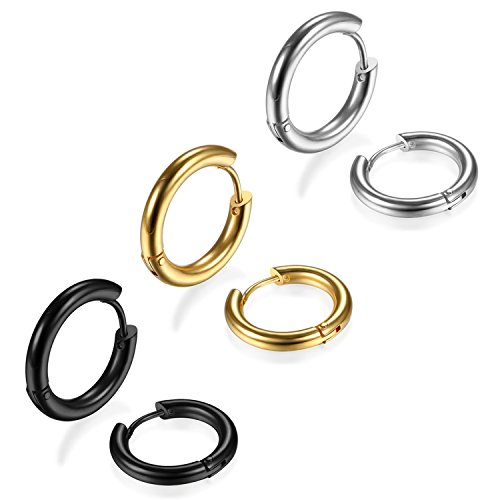 Aroncent Creolen Ohrringe Set Herren: Damen Ohrstecker klassische Personalisierte Mode Edelstahl Glatt Kreis Ohr schmuck 24mm Gold Schwarz Silber Aroncent Creolen Ohrringe Set Herren: Damen Ohrstecker klassische Personalisierte Mode Edelstahl Glatt Kreis Ohr schmuck 24mm Gold Schwarz Silber von Aroncent