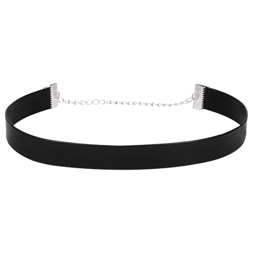 Aroncent Damen Leder Choker Breit: Schwarzes Punk Halsband Set Verstellbarer Halskette Lederhalsreif Stylisches Accessoire für Gothic Outfits Alternative Mode von Aroncent
