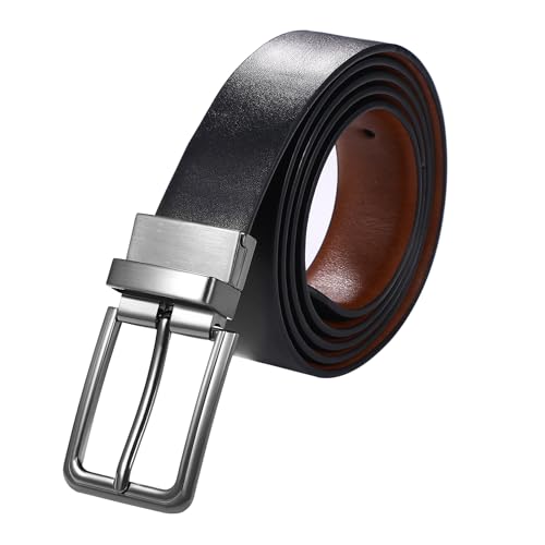 Aroncent Herren Leder Gürtel Ledergürtel: Echte Leder Halbgurt mit Aluminium Snap Buckle beidseitig rotierbarer Gürtel für Arbeit Business und Freizeit Allzweck Gürtel Braun von Aroncent