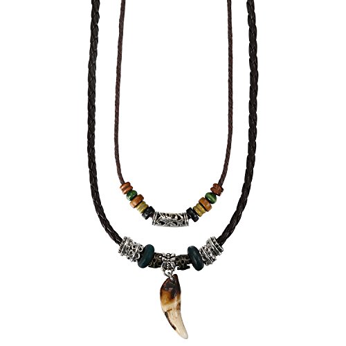 Aroncent Herren Lederkette Leder Halskette mit Legierung Anhänger Wolf Gebiss Zahn verstellbare Kette Aroncent Herren Lederkette Leder Halskette mit Legierung Anhänger Wolf Gebiss Zahn verstellbare Kette von Aroncent