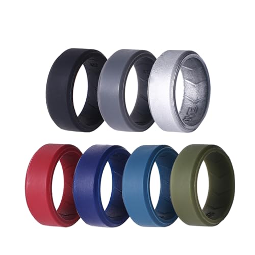 Aroncent ‌Herren Silikon Fitness Ring: Gummi Trauring für Sport Schwitzresistent Atmungsaktiv Sportring Fitnessring für Training Outdoor als Geschenk für Männer 7 Farben Set 59(18.9) von Aroncent