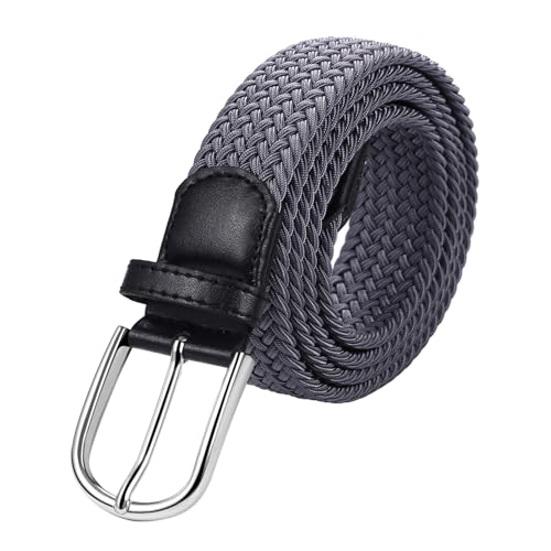 Aroncent Herren gestrickt Leder Gürtel: Ledergürtel mit Aluminium Snap Buckle Golf Gürtel Allzweck Gürtel für Arbeit Business und Freizeit Grau von Aroncent