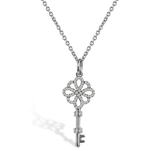 Aroncent Kette Damen Halskette Liebes-Schlüssel Anhänger 925 Sterling Silber Schmuck Geschenk für Frauen Mädchen 45cm Kettenlänge Verstellbar von Aroncent