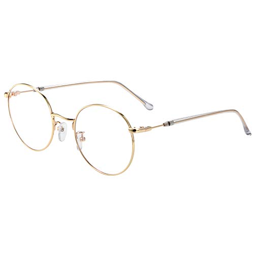 Aroncent Klassische Brille Rund Metall Rahmen Retro Computer Brille Klare Gläsern ohne Stärke Unisex von Aroncent