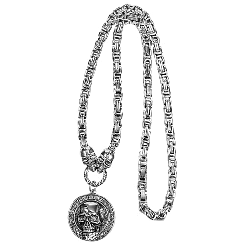 Aroncent Memento Mori Totenkopf Halskette: Herren Damen Edelstahl Retro Viking Vintage Gothic Kette Halsschmuck Byzantinisches Design mit Skelett Anhänger Aroncent Memento Mori Totenkopf Halskette: Herren Damen Edelstahl Retro Viking Vintage Gothic Kette Halsschmuck Byzantinisches Design mit Skelett Anhänger von Aroncent