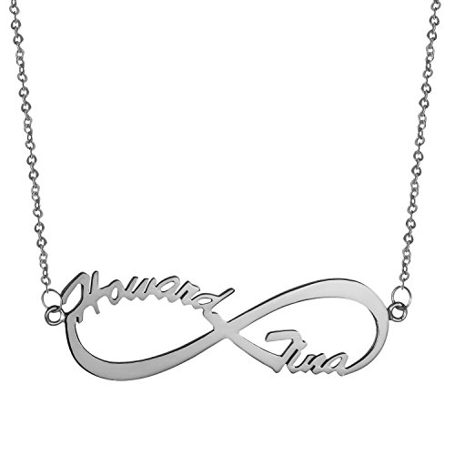 Aroncent Namenskette Damen Lieben Infinity Unendlichkeits Zeichen Halskette Anhänger 925 Sterling Silber Kette Personalisiert mit Ihrem eigenen Namen, Silber von Aroncent