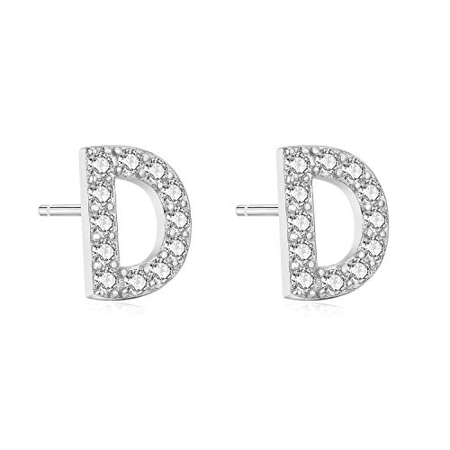 Aroncent Ohrringe Buchstabe 925 Sterling Silber Buchstaben Ohrstecker Initiale Ohrschmuck mit Zirkonia D von Aroncent
