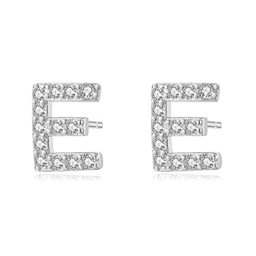 Aroncent Ohrringe Buchstabe 925 Sterling Silber Buchstaben Ohrstecker Initiale Ohrschmuck mit Zirkonia E von Aroncent