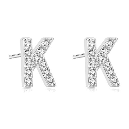 Aroncent Ohrringe Buchstabe 925 Sterling Silber Buchstaben Ohrstecker Initiale Ohrschmuck mit Zirkonia K von Aroncent