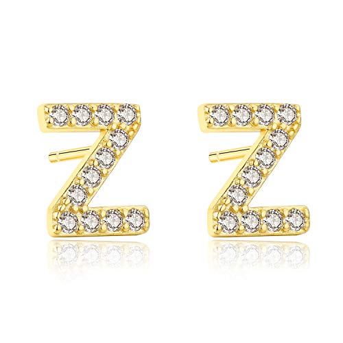 Aroncent Ohrringe Buchstabe 925 Sterling Silber Buchstaben Ohrstecker Initiale Ohrschmuck mit Zirkonia Z von Aroncent