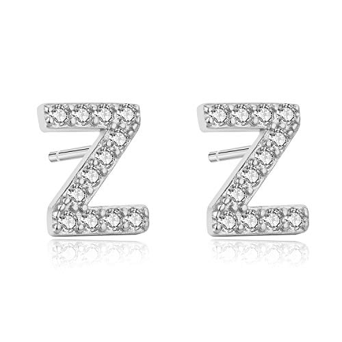 Aroncent Ohrringe Buchstabe 925 Sterling Silber Buchstaben Ohrstecker Initiale Ohrschmuck mit Zirkonia Z von Aroncent