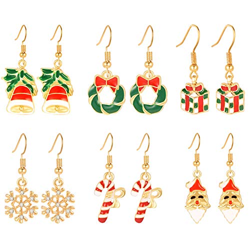 Aroncent Ohrringe Weihnachten Ohrstecker Christmas Edelstahl Ohrschmuck Set 3/6/9 Paare von Aroncent