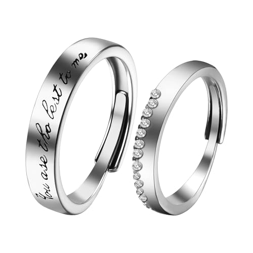 Aroncent Paar Ringe Herren Damen: Verstellbare Partnerringe mit Gravur You Are The Best To Me Versprechenringe für Paare Verlobungsringe Hochzeitsringe von Aroncent