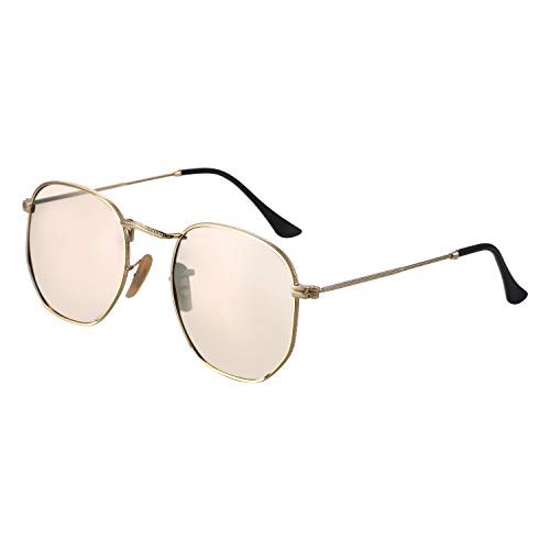 Aroncent Sonnenbrille Retro Strahlenschutz Unisex: Vintage Herren Damen Pink Metallrahmen Polarisierte Sonnen Brille Ultraleicht Sportbrille verspiegelt Brille Strahlenschutz UV400 von Aroncent
