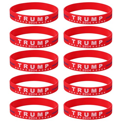 Aroncent Trump Inspirational Rubber Armband: 10 PCS Herren Damen Donald Trump USA Inspirationelles Gummiband für Trump Unterstützer Jugendliche und Erwachsene von Aroncent