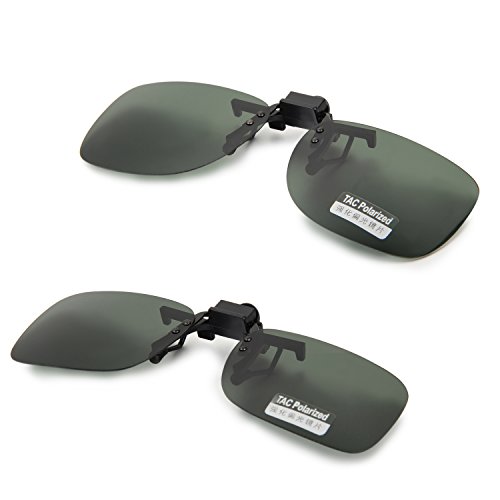 Aroncent UV400 Sonnenbrillen Vorhänger Brille Aufsatz Clip On Polarisiert, 2 Größe, Grün von Aroncent