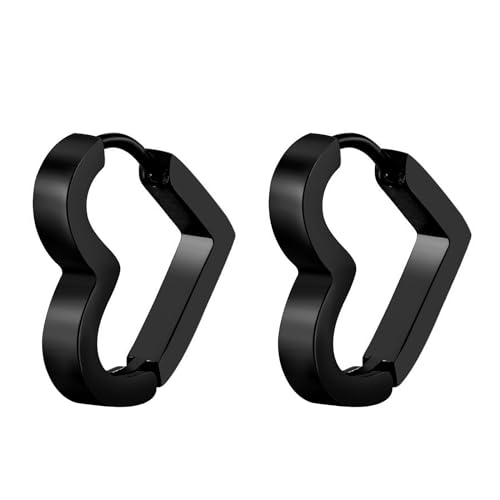Aroncent Unisex Ohrringe Ohrstecker Set: Herren Damen Edelstahl Ohrstecker Set Herz modisch elegant beiläufig Huggie Ohrschmuck in Schwarz von Aroncent