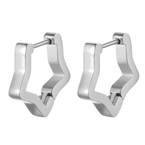 Aroncent Unisex Ohrringe Ohrstecker Set: Herren Damen Edelstahl Ohrstecker Set Stern modisch elegant beiläufig Huggie Ohrschmuck in Silber von Aroncent