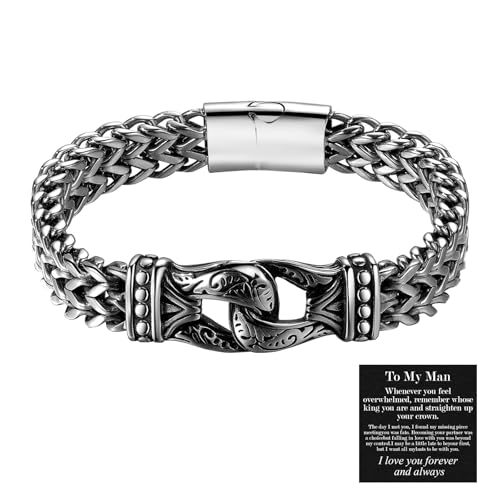 Aroncent Wikinger Keltisch Armband Armkette: Herren Edelstahl Byzantinische Armband Kette Wikinger Keltisch nordischer Armband Schmuck mit To My Man Karte von Aroncent