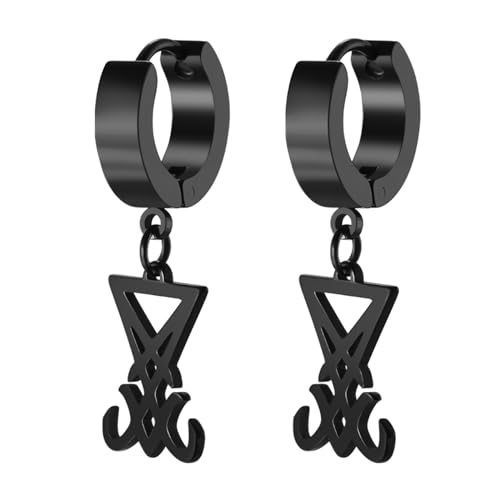 Herren Ohrringe Lucifer Muster: Schwarz Bart Style Satanic Symbol Muster Ohrstecker Ohrschmuck Huggie Hoop Pagan Church Einzigartige Ohrhaken mit mystischem Symbolismus Herren Ohrringe Lucifer Muster: Schwarz Bart Style Satanic Symbol Muster Ohrstecker Ohrschmuck Huggie Hoop Pagan Church Einzigartige Ohrhaken mit mystischem Symbolismus von Aroncent