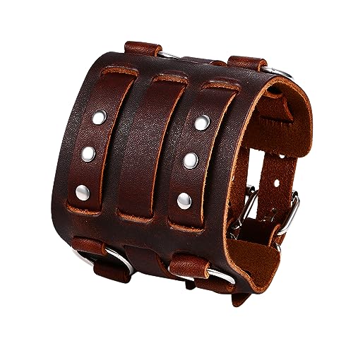 Leder Armbänder Punk Rock Armband - Braun Herren geflochtenen breit Armreif Verstellbar Legierung Armschmuck Leder Armbänder Punk Rock Armband - Braun Herren geflochtenen breit Armreif Verstellbar Legierung Armschmuck von Aroncent