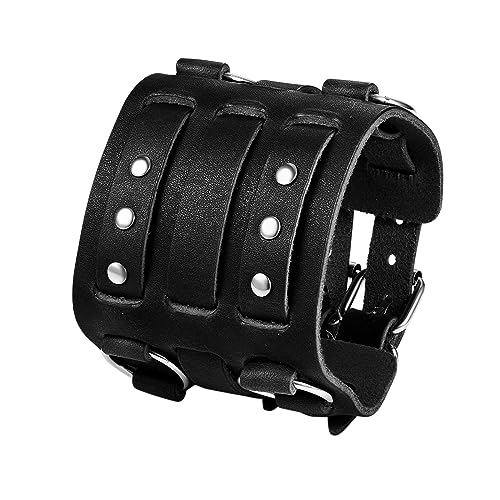 Leder Armbänder Punk Rock Armband - Schwarz Herren geflochtenen breit Armreif Verstellbar Legierung Armschmuck Leder Armbänder Punk Rock Armband - Schwarz Herren geflochtenen breit Armreif Verstellbar Legierung Armschmuck von Aroncent