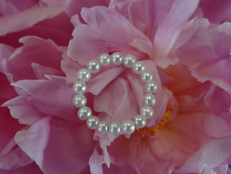 Natürliche Süßwasserperle Hochzeit 14K Drahtband - Perlen Eternity Ring Brautperlen Handarbeit Golddraht von ArpysPearlCo