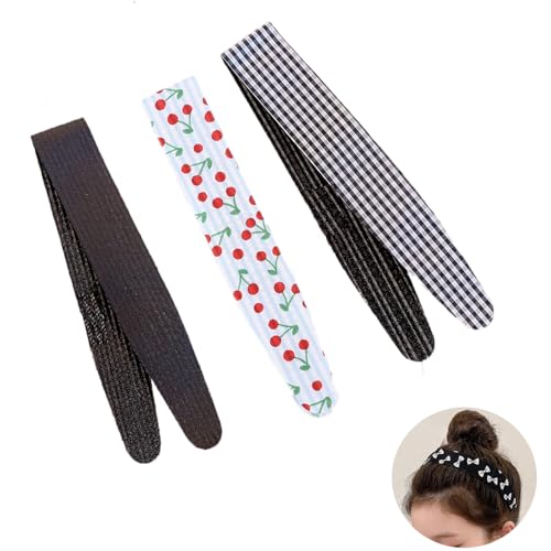 ArrErr 3 Stück Haarbänder Pony Haarband Bequem Magische Stoff Fransen Aufkleber Strap Hoop Anti-Rutsch-Stirnbänder für Mädchen Frauen Dame Haar Pull Back von ArrErr
