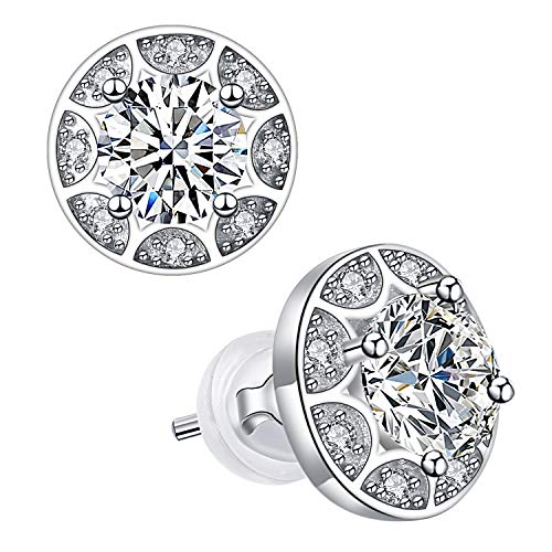 Arrebol Damen Runde Ohrringe Ohrstecker 925 Sterling Silber Kreis Ohrringe mit Zirkonia Schmuck Geschenkbox von Arrebol