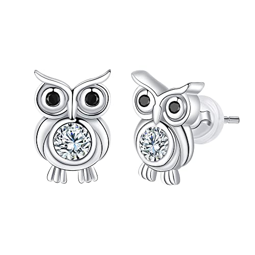 Arrebol Eule Ohrringe Damen 925 Sterling Silber Tiere Ohrstecker mit 3A Zirkonia Ohrschmuck Für Frauen Mädchen Geschenk von Arrebol