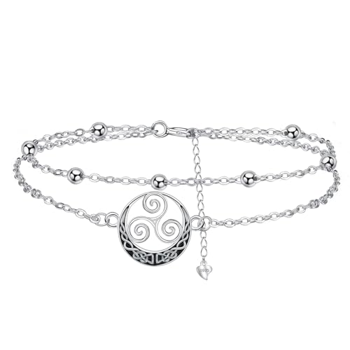Arrebol Keltische Knoten Armband Damen Silber 925 Keltisches Motiv Armbänder Original Schmuck für Frauen Freunde Ehefrau,Verstellbarer [16+4cm] von Arrebol